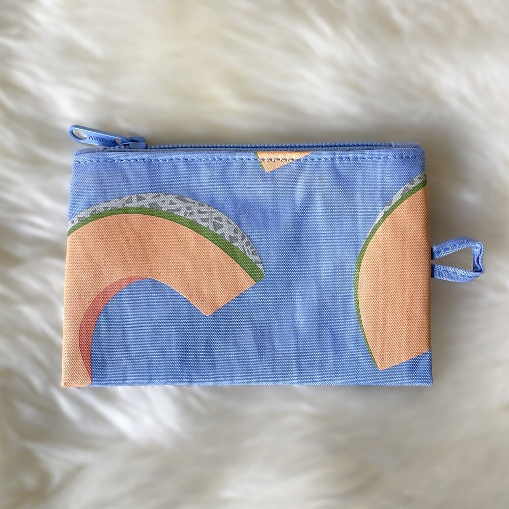 NWOT Baggu Flat Pouch Small - Cantaloupe Blue (Japanese Produce) - Picture 4 of 5